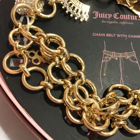 Juicy Couture gold plated chain belt with charms in pink heart shaped box nrw - Picture 7 of 16